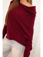 Dámsky asymetrický viskózový sveter batwing slivka Dámsky asymetrický viskózový sveter batwing slivka