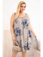 Dámske plus size viskózové šaty s kvetinovým vzorom a čipkovaným vrškom Fango