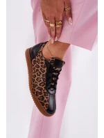 Skórzane Buty Sportowe Damskie W Panterkę Laura Messi 2935 Brązowe