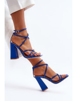Módne modré sandále na vysokom podpätku Josette