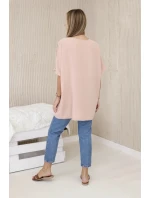 Blúzka nadrozmernej veľkosti s príveskom tmavo púdrovo ružovej farby