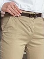 Dámske nohavice chinos s opaskom LINESKA dark beige FashionStreet UY2578