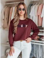 Dámska nadrozmerná mikina s výšivkou SOFTRUS bordová FashionStreet BY1407
