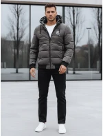 Pánska prešívaná zimná bunda s kapucňou sivá FashionStreet TX5073