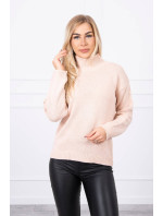 Polovičný sveter s rolákom tmavo púdrovo ružový