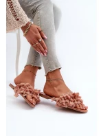 Płaskie Klapki Damskie Z Frędzlami Brudny Róż Rialle