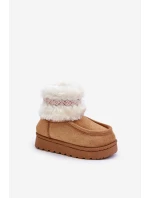 Śniegowce Botki Dziecięce Z Futerkiem I Wzorem Camel Melefia