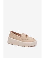 Dámske kožené mokasíny na platforme Vinceza Beige Dámske kožené mokasíny na platforme Vinceza Beige