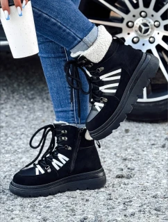 Dámske zateplené trekové topánky COZYLOFT black FashionStreet ZY0555