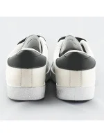 Bielo-čierne dámske tenisky trampky z rôznych spojených materiálov (1088)