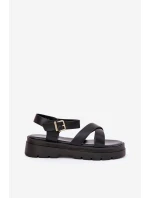 Sandały Damskie Na Platformie Z Eko Skóry Czarne Gevinniser