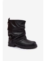 Zateplené dámské kotníkové boty s řaseným horním lemem černé Gracine