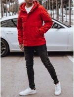 Pánska prechodná bunda s kapucňou červená FashionStreet TX4880