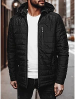 Pánska prechodná prešívaná bunda s kapucňou čierna FashionStreet TX4998
