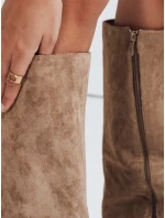Dámske semišové čižmy so širokým zvrškom khaki FashionStreet ZY1099
