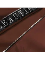 Jednoduchá hnedá dámska mikina s ozdobným zipsom (AMG-37) Jednoduchá hnedá dámska mikina s ozdobným zipsom (AMG-37)