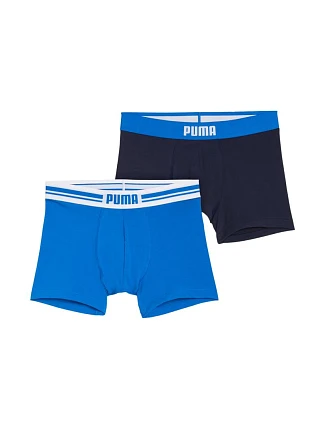 Pánske boxerky Puma Everyday Placed Logo, balenie po 2 kusoch, modré, tmavomodré 938476 03 Pánske boxerky Puma Everyday Placed Logo, balenie po 2 kusoch, modré, tmavomodré 938476 03