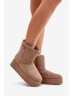 Wysokie Śniegowce Damskie Na Platformie Big Star OO274A097 Beżowe