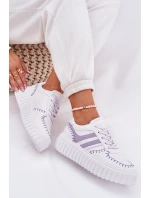 Sneakersy Damskie Na Platformie Fioletowe Ofenale