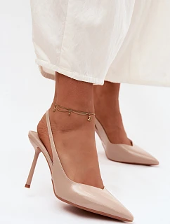 Lakované Lodičky Sandály Z Napodobeniny Kůže Béžové Calera