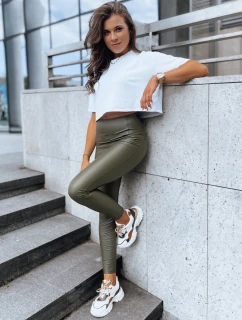 Dámske voskované legíny WAXED CHIC green FashionStreet UY1564