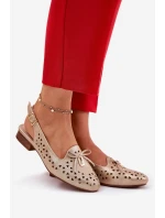 Ażurowe Baleriny Z Odkrytą Piętą Złote Navinnia