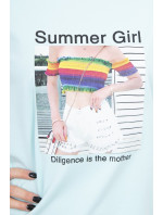 Blúzka s potlačou Summer Girl v mätovej farbe