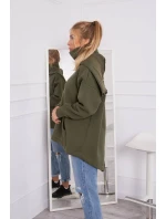 Zateplená mikina so zipsom na chrbte vo farbe khaki