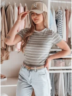 LINESS sivé pruhované dámske základné tričko FashionStreet RY2821 LINESS sivé pruhované dámske základné tričko FashionStreet RY2821