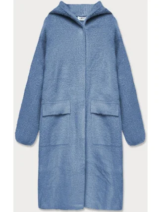 Svetlomodrá vlnená prikrývka s kapucňou (B3006)