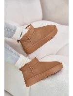 Skórzane Zamszowe Śniegowce Na Platformie Camel Nereviana