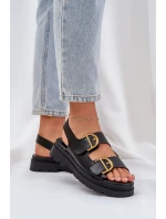 Eko Skórzane Sandały Z Klamrami Czarne Vulinea