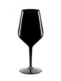 Čierny nerozbitný plastový pohár na víno 470 ml 6pack
