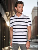 Pánska pruhovaná polokošeľa biela FashionStreet PX0645