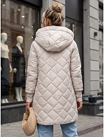 Dlhá dámska prešívaná prechodná bunda, svetlosivá, FashionStreet TY5864 Dlhá dámska prešívaná prechodná bunda, svetlosivá, FashionStreet TY5864