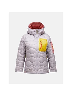 Dámska péřová bunda PEAK PERFORMANCE, model Helium Utility Down Hood Jacket, farba sivá