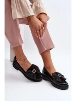 Damskie Lakierowane Mokasyny Z Kokardą Laura Messi 2786 Czarne