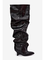 Čierne vysoké čižmy typu Slouchy na platforme s vysokým lýtkom Irmae Čierne vysoké čižmy typu Slouchy na platforme s vysokým lýtkom Irmae