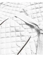 Biela prešívaná dámska bunda s opaskom (7262)