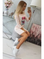 3D grafické šaty so zirkónmi v ružovej farbe 3D grafické šaty so zirkónmi v ružovej farbe