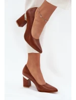 Skórzane Czółenka Lewski 3117 Ciemnobrązowe