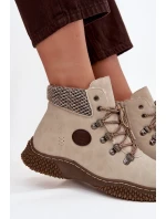 Ocieplane Botki Trapery Damskie Jasnobeżowe Zenaya