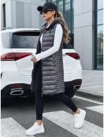 Dámska prešívaná vesta s kapucňou sivá FashionStreet TY5254 Dámska prešívaná vesta s kapucňou sivá FashionStreet TY5254