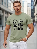 Pánske bavlnené tričko s klasickou potlačou v zelenej farbe FashionStreet NX5145R Pánske bavlnené tričko s klasickou potlačou v zelenej farbe FashionStreet NX5145R