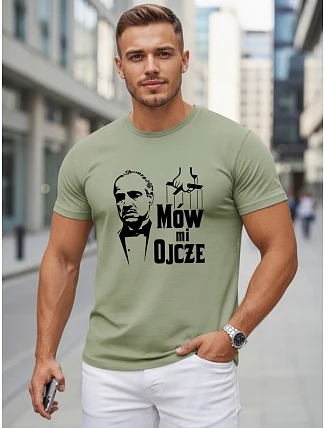 Pánske bavlnené tričko s klasickou potlačou v zelenej farbe FashionStreet NX5145R Pánske bavlnené tričko s klasickou potlačou v zelenej farbe FashionStreet NX5145R