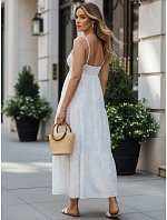 Bavlnené maxi šaty bez ramienok biele FashionStreet EY2679 Bavlnené maxi šaty bez ramienok biele FashionStreet EY2679