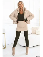 619-2 Pohodlný a elegantný dámsky rebrovaný overal s výstrihom - khaki 619-2 Pohodlný a elegantný dámsky rebrovaný overal s výstrihom - khaki
