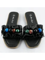 Čierne dámske šľapky s plochou podrážkou (WWW-319) Čierne dámske šľapky s plochou podrážkou (WWW-319)