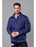 Tmavomodrá pánska prešívaná bunda s golierom (58M13080-215) Tmavomodrá pánska prešívaná bunda s golierom (58M13080-215)