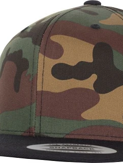 Flexfit 6089CF/6089CV/6089TC 6-panelová snapbacková čiapka „Camo“ 55.689C zelená kamufláž/čierna